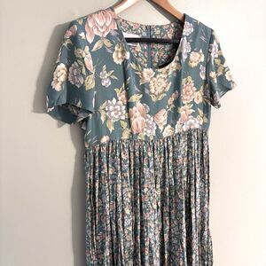 Vintage Cottagecore Midi Floral Dress KC Spencer Prairie Gran Tradwife Romantic